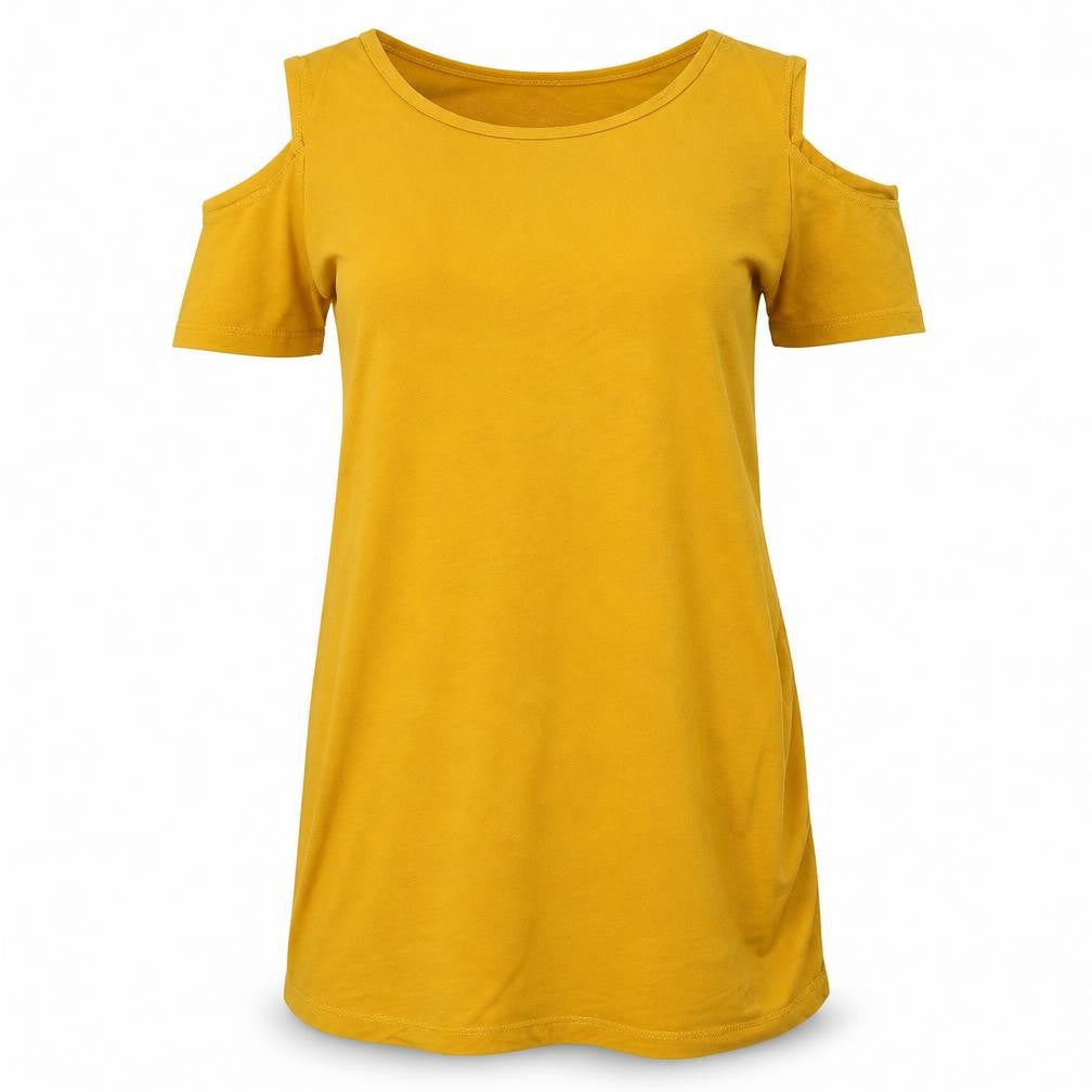 Womens UK Size S Zara Yellow Basic T-Shirt