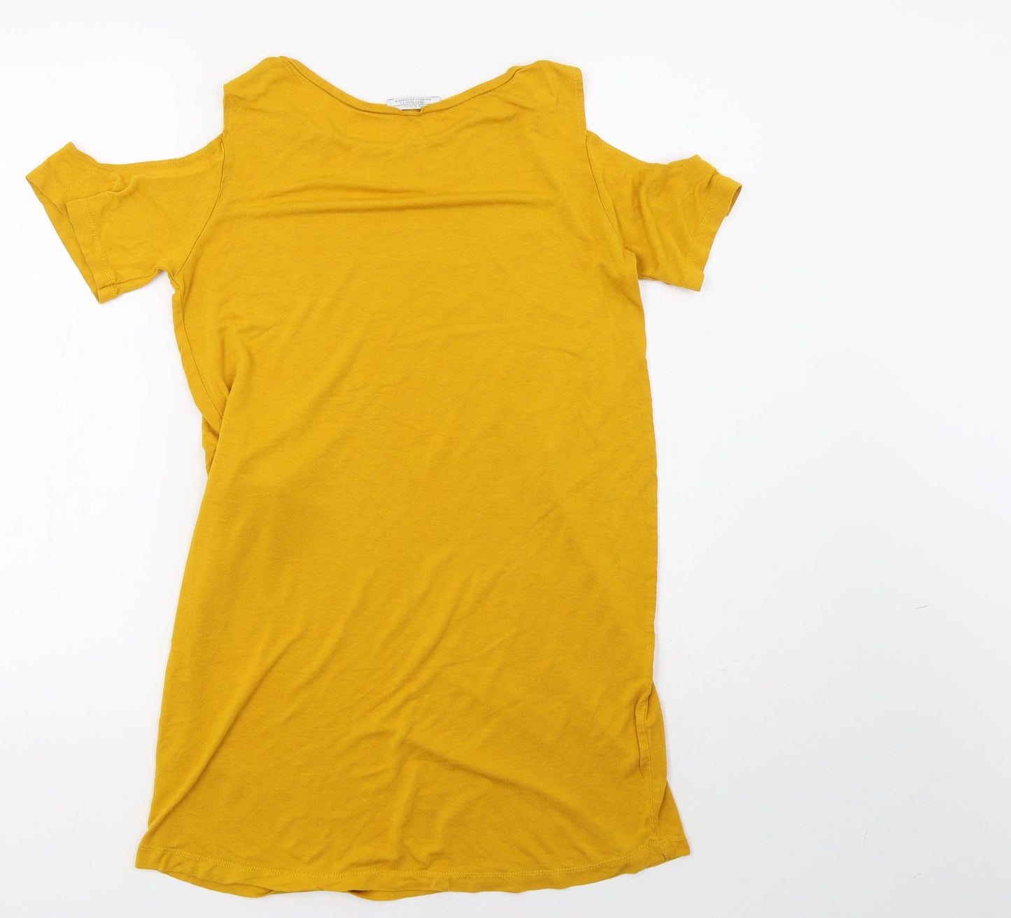 Womens UK Size S Zara Yellow Basic T-Shirt