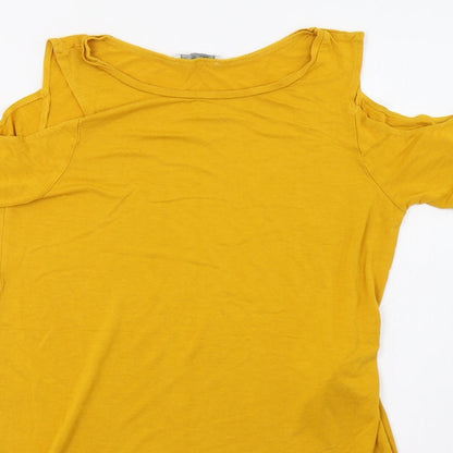 Womens UK Size S Zara Yellow Basic T-Shirt