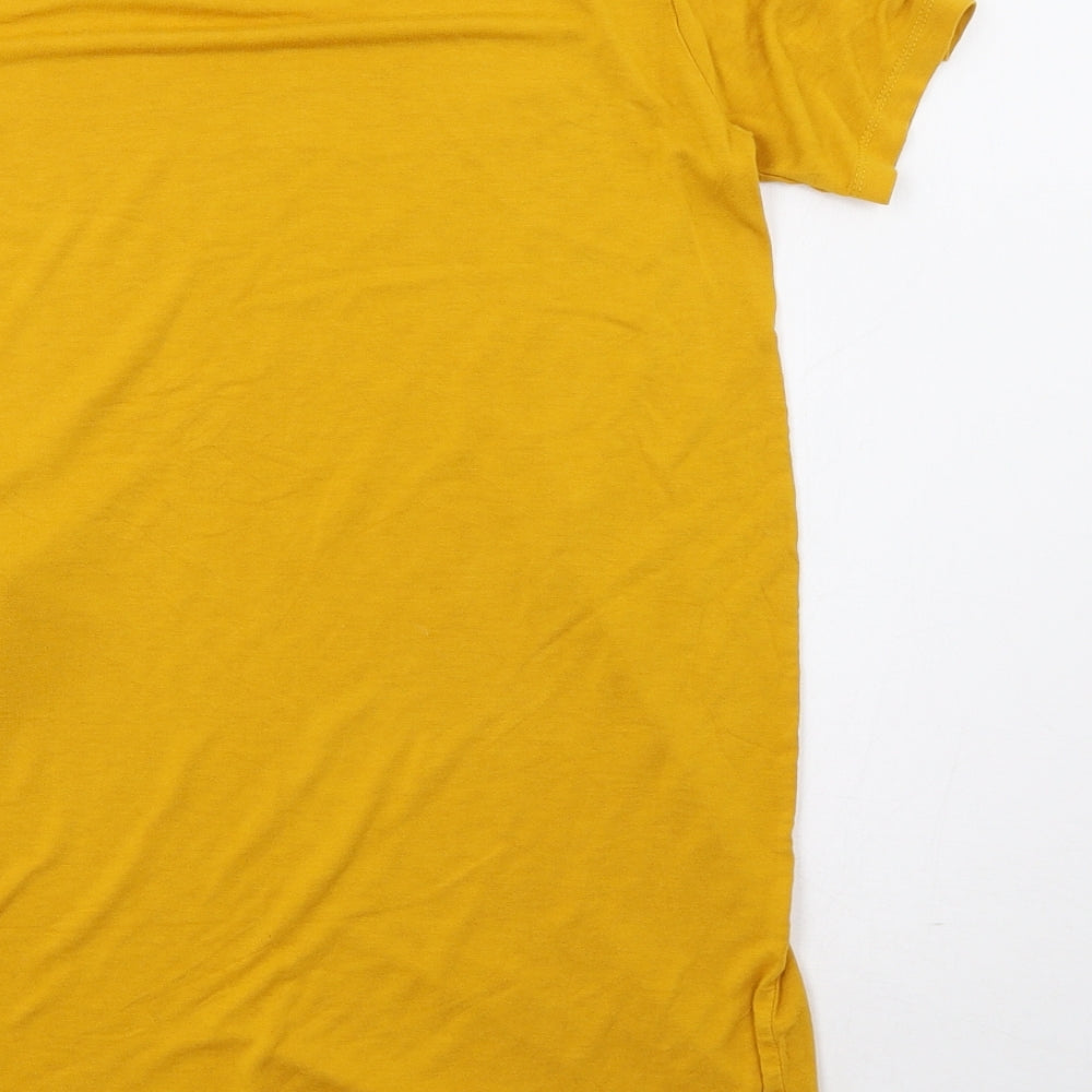 Womens UK Size S Zara Yellow Basic T-Shirt