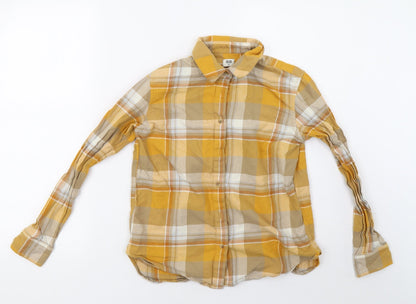 Womens UK Size 2XS Preworn Yellow Basic Button-Up