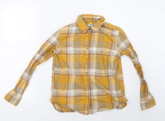 Womens UK Size 2XS Preworn Yellow Basic Button-Up