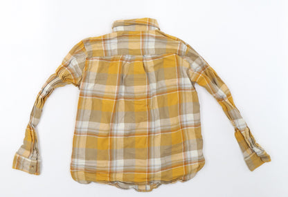 Womens UK Size 2XS Preworn Yellow Basic Button-Up