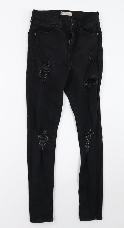 Topshop Womens Black  Denim Skinny Jeans Size 28 L32 in