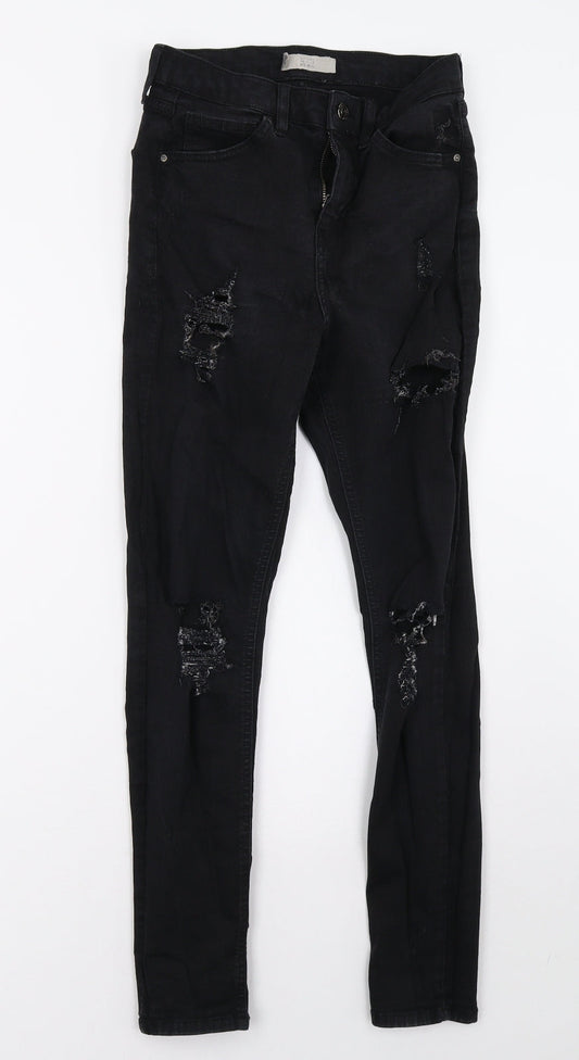 Topshop Womens Black  Denim Skinny Jeans Size 28 L32 in