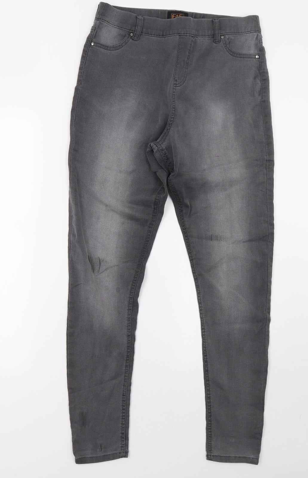 F&F Womens Grey  Denim Jegging Trousers Size 10 L32 in