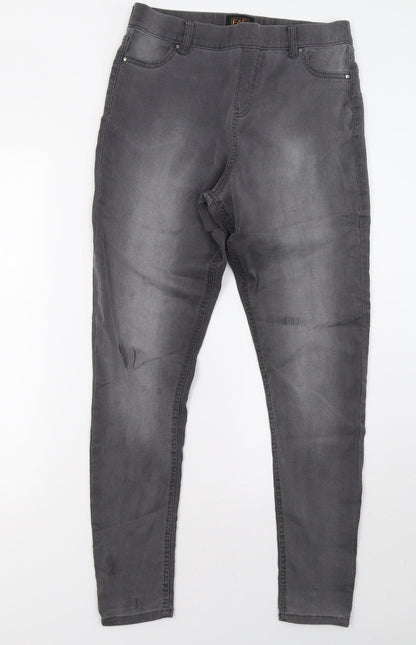 F&F Womens Grey  Denim Jegging Trousers Size 10 L32 in