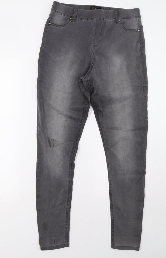 F&F Womens Grey  Denim Jegging Trousers Size 10 L32 in