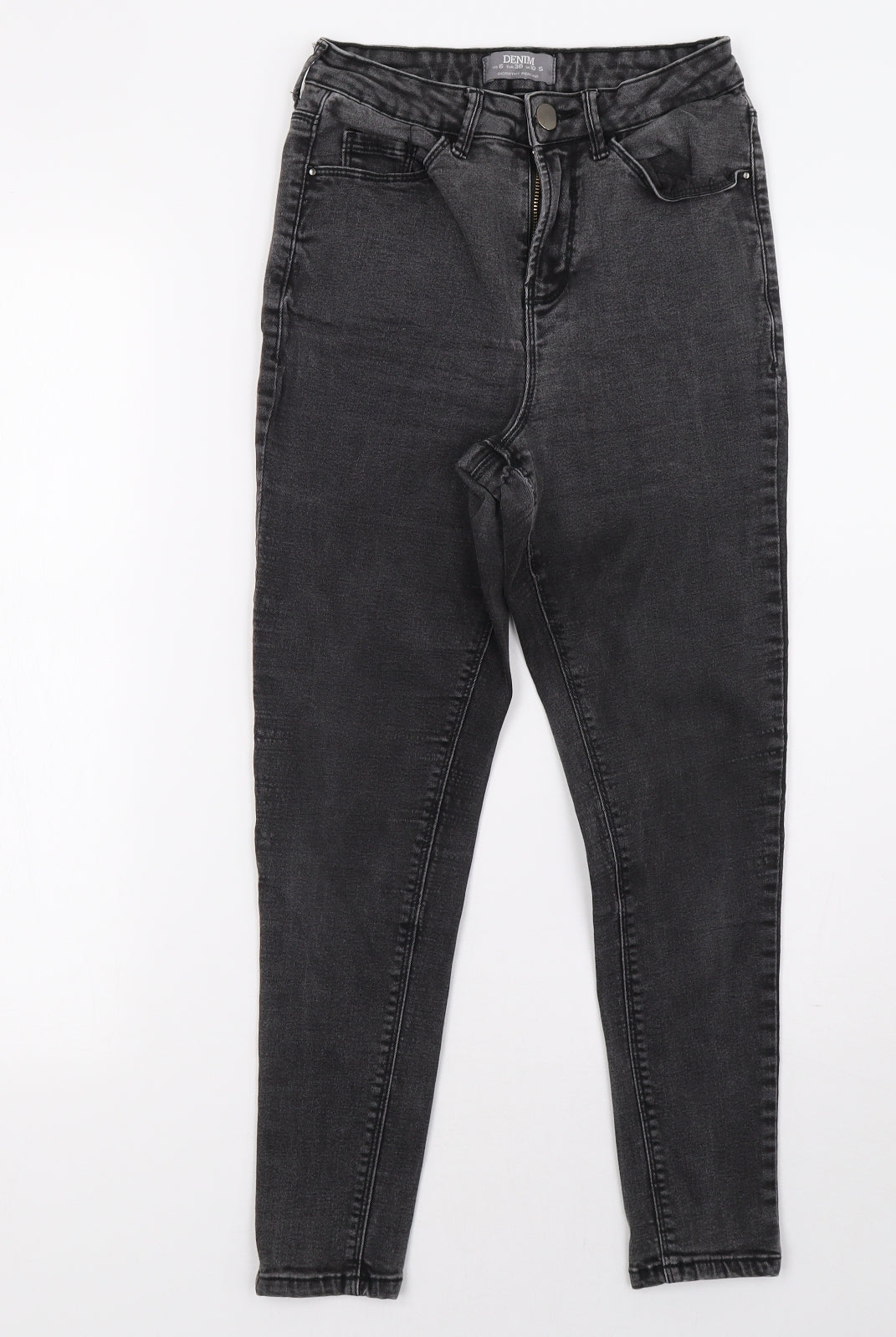 Dorothy Perkins Womens Grey  Denim Straight Jeans Size 10 L26 in