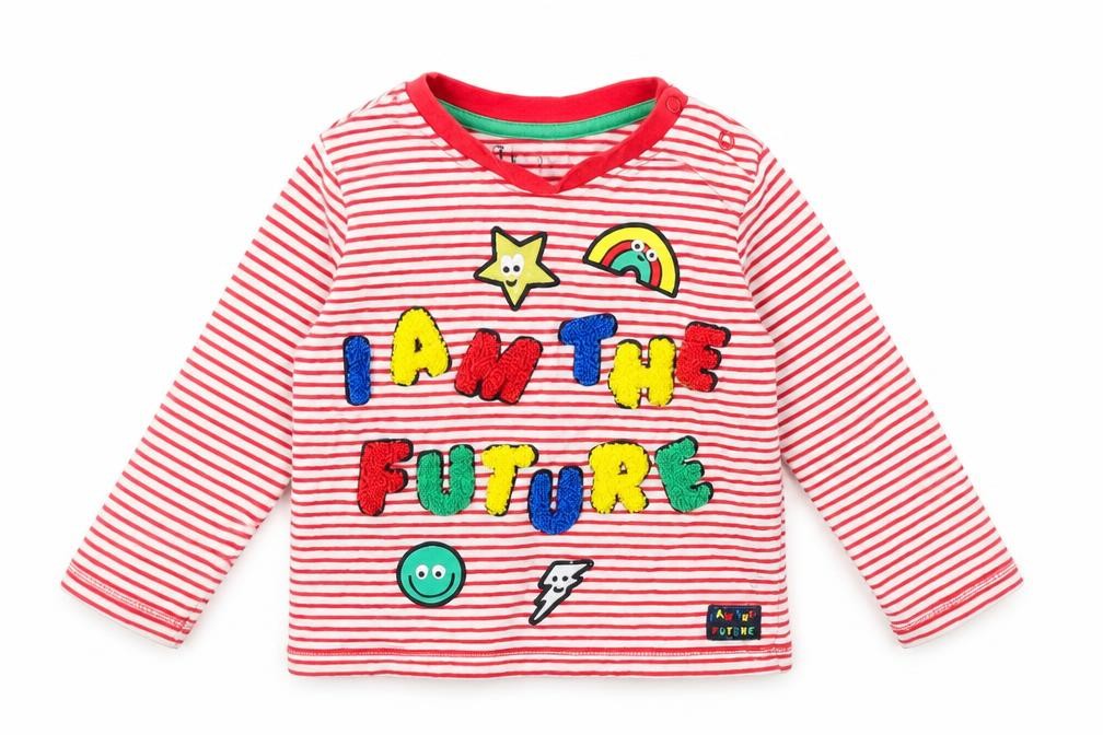 Front view of F&F Baby Red Striped Basic T-Shirt, size 9-12, Months - I am the Future