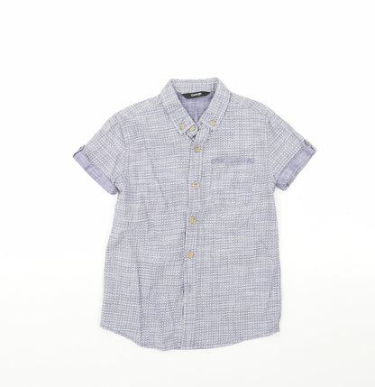 George Boys Blue Geometric  Basic Button-Up Size 6 Years