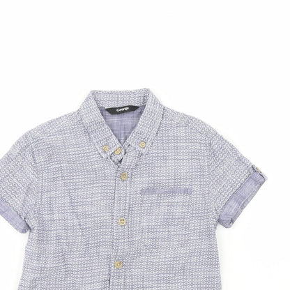 George Boys Blue Geometric  Basic Button-Up Size 6 Years