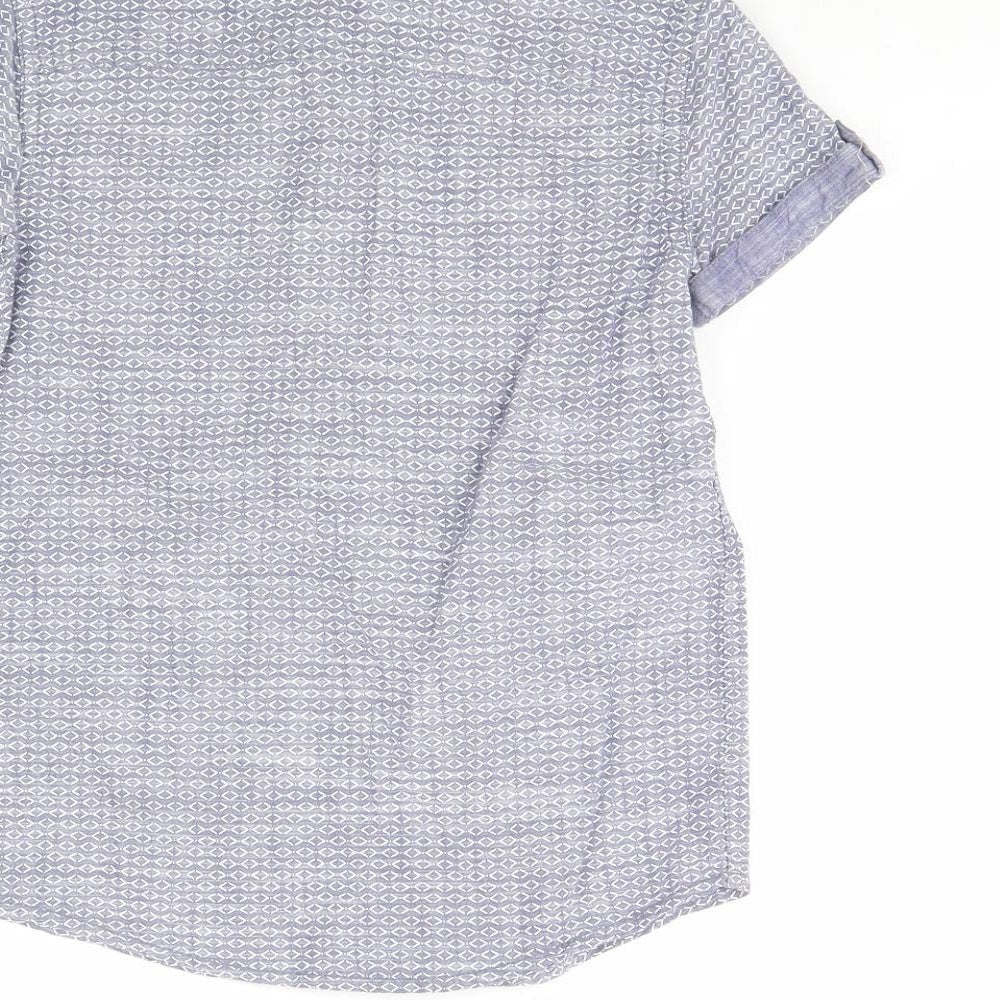 George Boys Blue Geometric  Basic Button-Up Size 6 Years