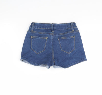 Preworn Girls Blue  Denim Cut-Off Shorts Size 9 Years