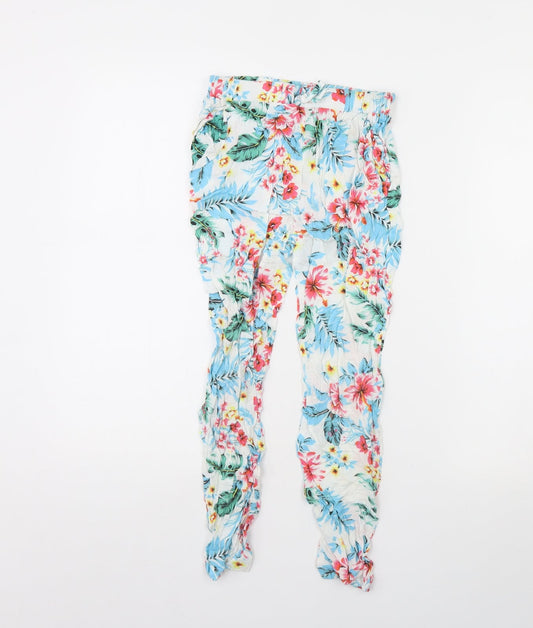 TU Girls White Floral  Capri Trousers Size 9 Months
