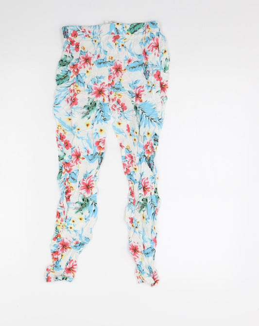 TU Girls White Floral  Capri Trousers Size 9 Months