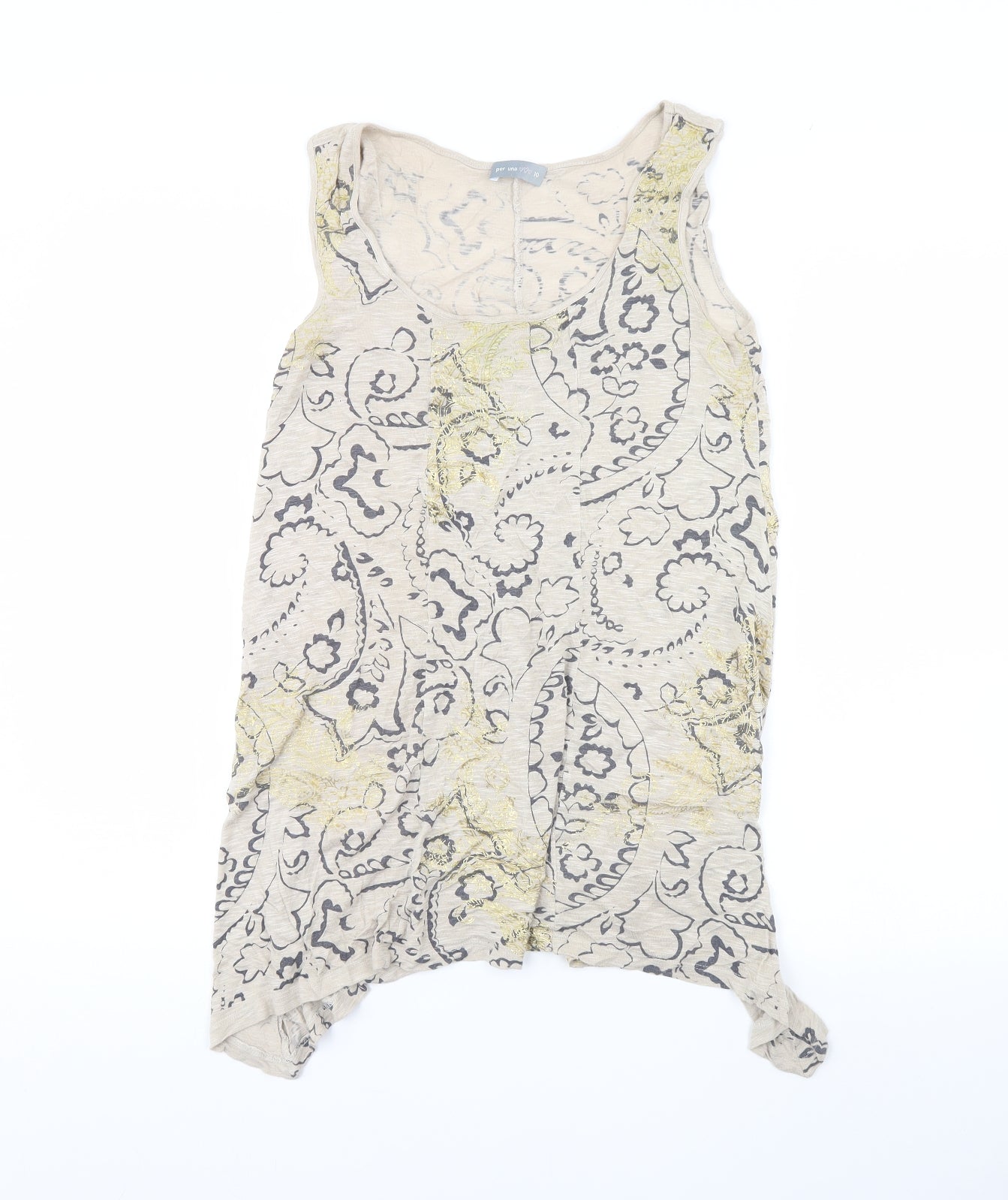 Womens UK Size 10 Per Una Beige Basic Tank