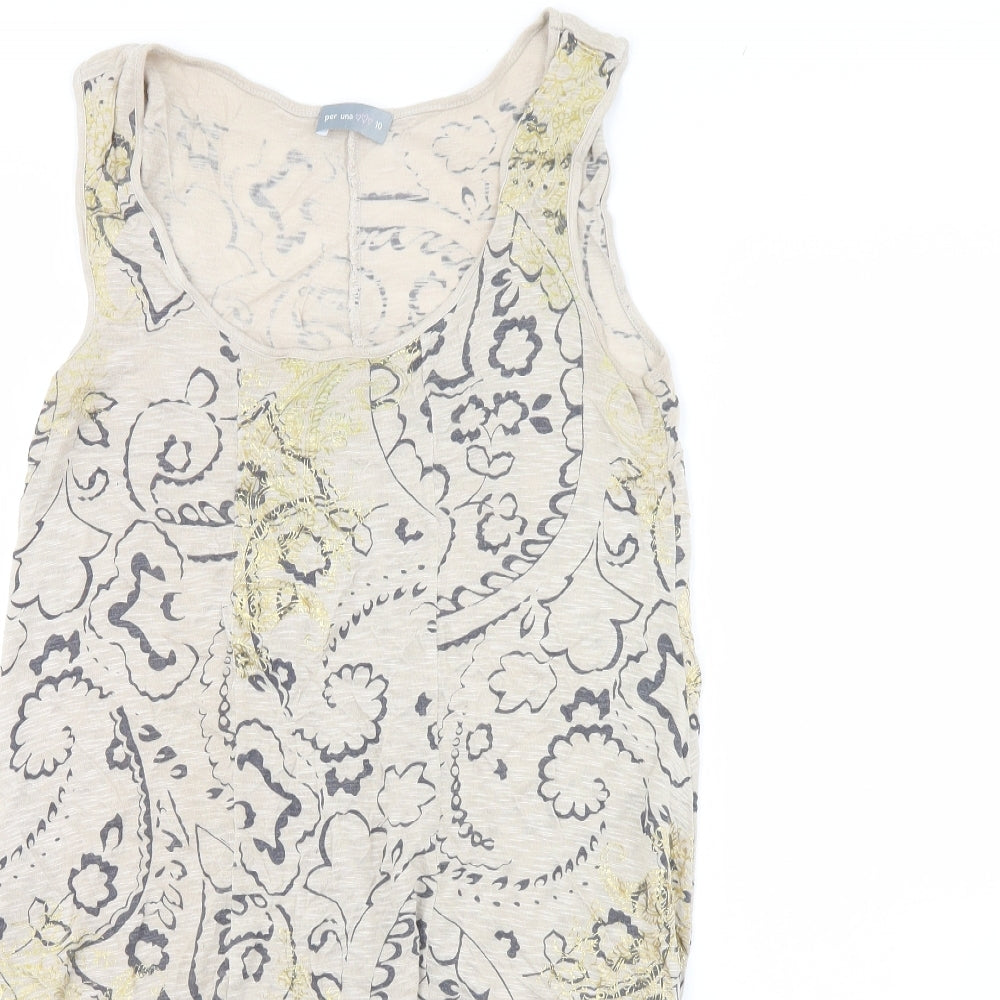 Womens UK Size 10 Per Una Beige Basic Tank