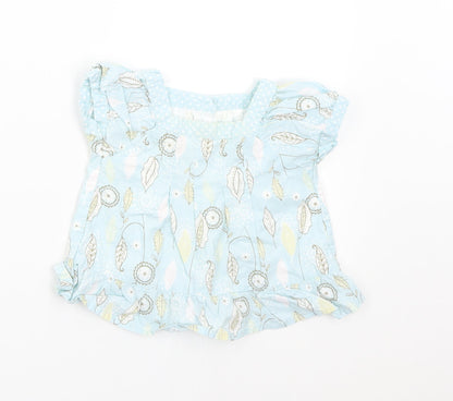 Matalan Girls Blue Floral  Basic Blouse Size 3-6 Months