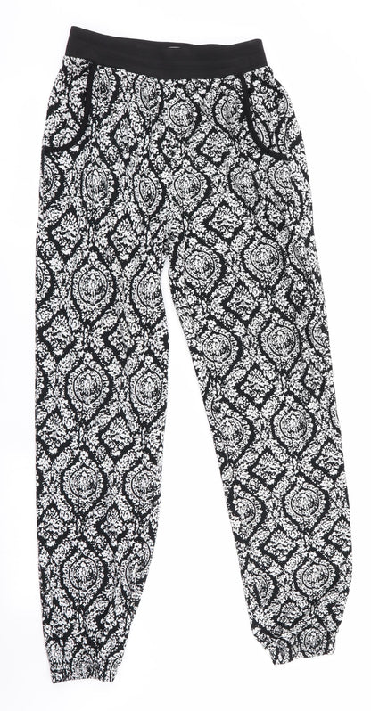 Mizami Womens Black Floral  Jogger Trousers Size S L29 in