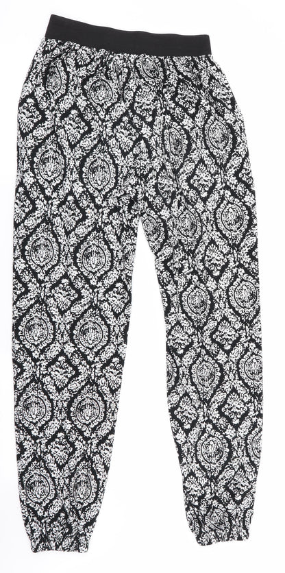 Mizami Womens Black Floral  Jogger Trousers Size S L29 in
