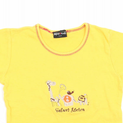 Airbourn Boys Yellow Animal Print  Basic T-Shirt Size 10 Years  - Safari Africa