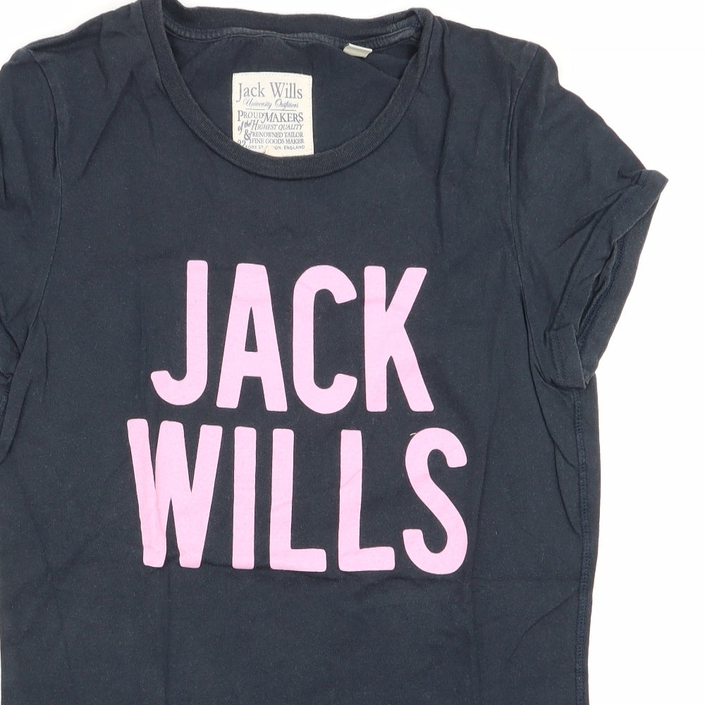 Womens UK Size 8 Jack Wills Blue Basic T-Shirt
