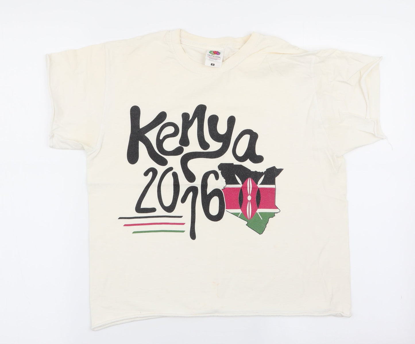 Womens UK Size S Fruit of the Loom Ivory Basic T-Shirt