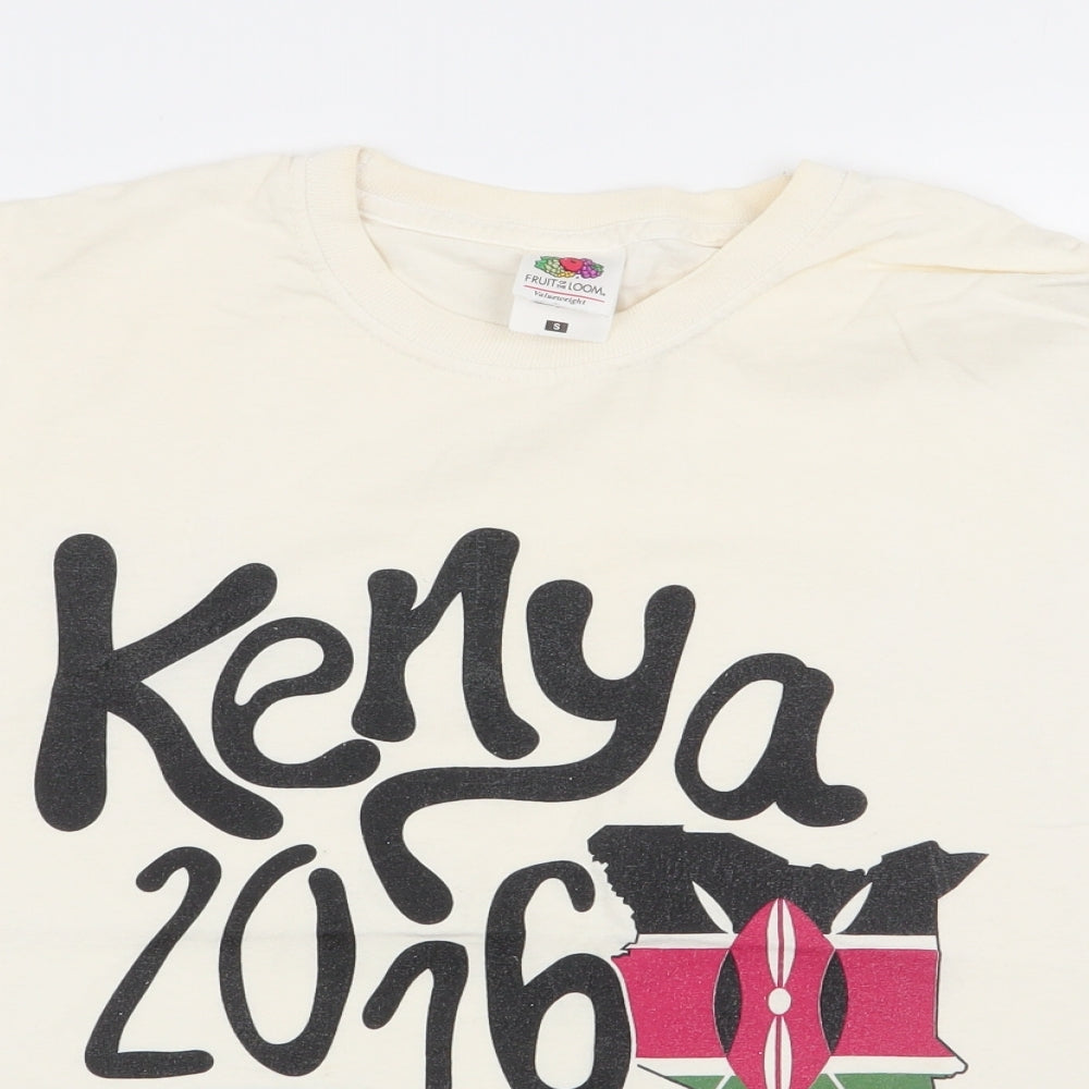 Womens UK Size S Fruit of the Loom Ivory Basic T-Shirt