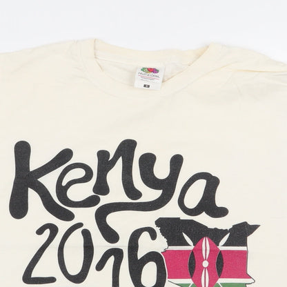 Womens UK Size S Fruit of the Loom Ivory Basic T-Shirt