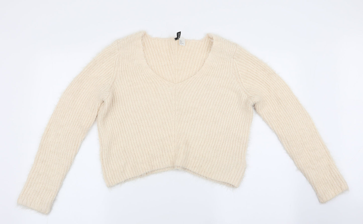 Womens UK Size 10 Divided Ivory Pullover Jumper