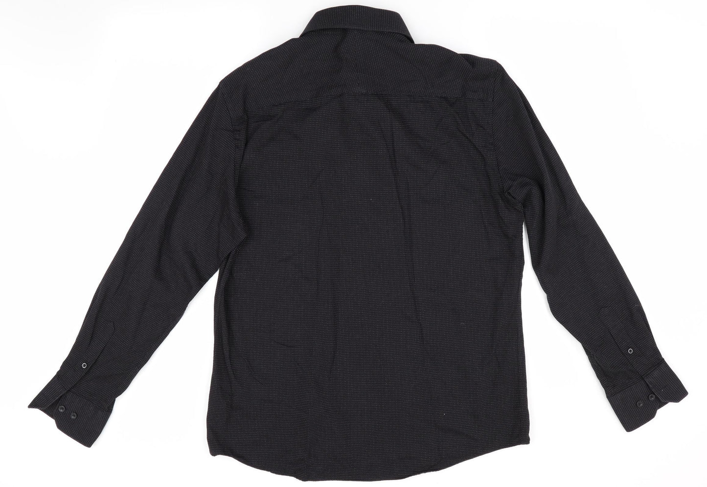 Mens UK Size M Trait Black  Button-Up Long Sleeve Casual Shirt