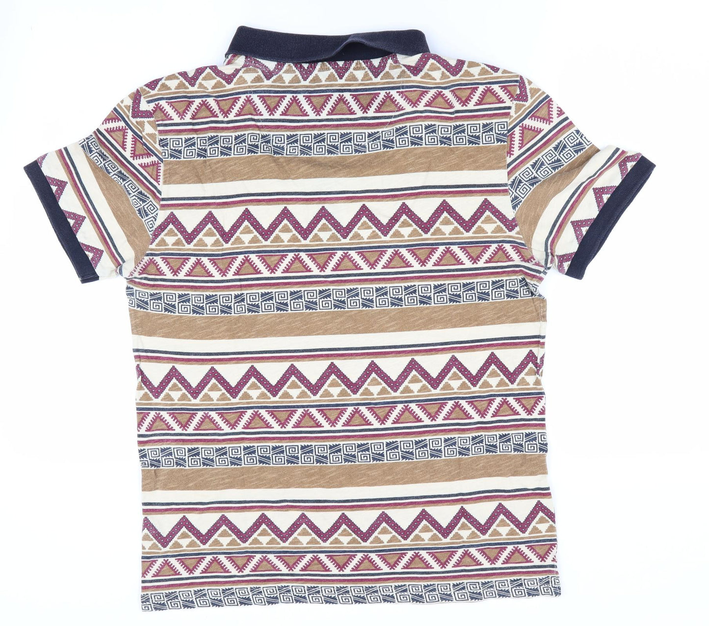 River Island Mens Brown Geometric   Polo Size S