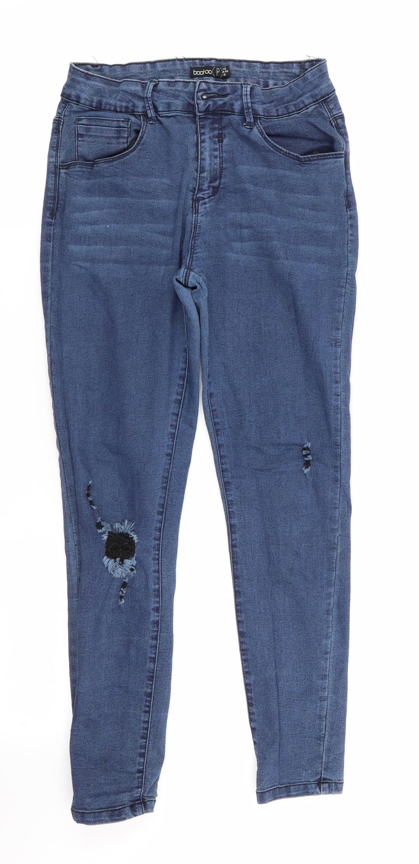 Boohoo Womens Blue   Skinny Jeans Size 12 L25 in - cropped