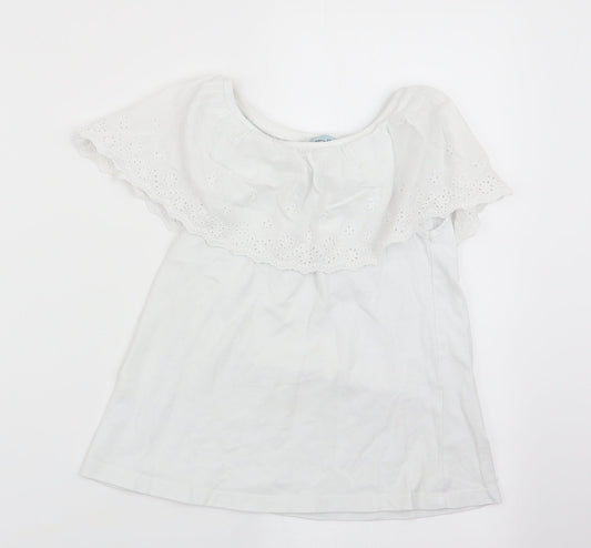 Little Dickins and Jones Girls White Floral  Basic T-Shirt Size 7-8 Years
