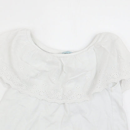 Little Dickins and Jones Girls White Floral  Basic T-Shirt Size 7-8 Years