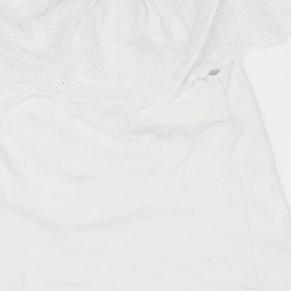 Little Dickins and Jones Girls White Floral  Basic T-Shirt Size 7-8 Years