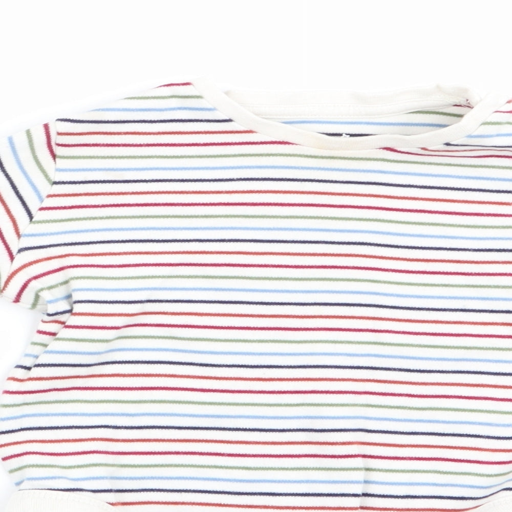 Fred and Flo Boys White Striped  Romper One-Piece Size 12-18 Months