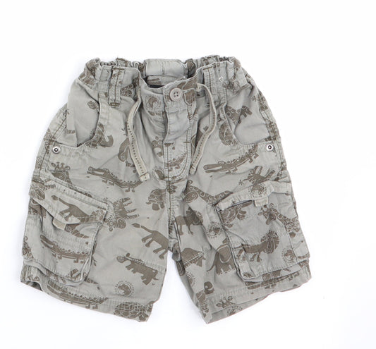 NEXT Boys Green Animal Print  Cargo Trousers Size 9-12 Months  - alagator