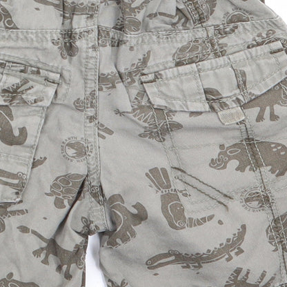 NEXT Boys Green Animal Print  Cargo Trousers Size 9-12 Months  - alagator