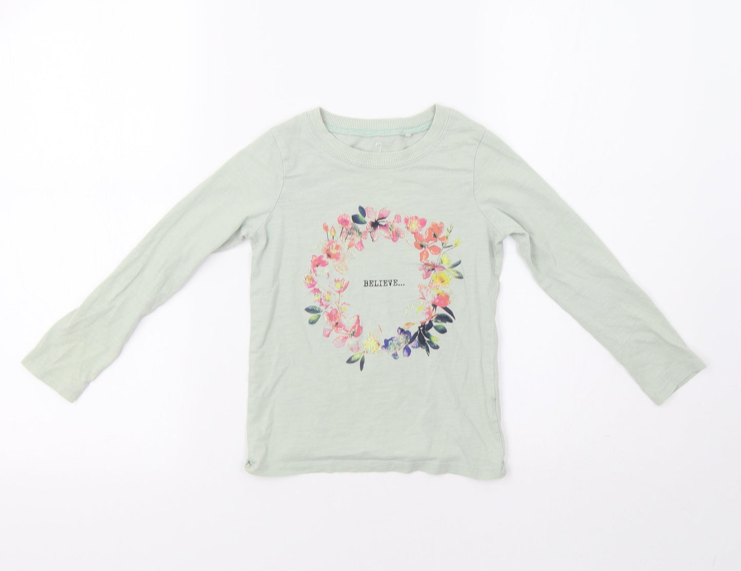 NEXT Girls Green Floral  Basic Polo Size 5 Years  - Believe