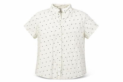 Edward Womens White Polka Dot  Basic Button-Up Size L