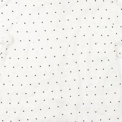 Edward Womens White Polka Dot  Basic Button-Up Size L