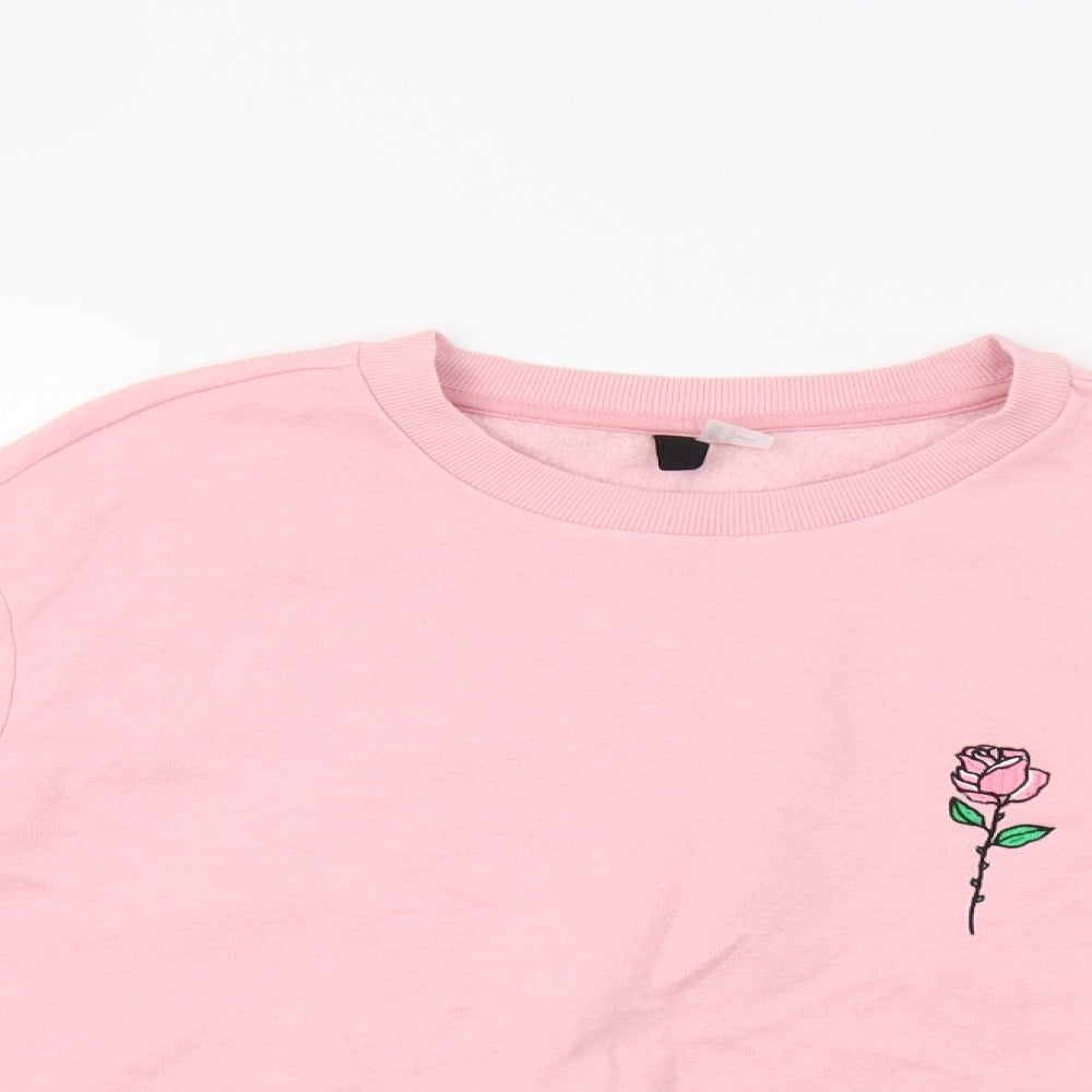 H&M Womens Pink   Pullover Sweatshirt Size M  - Rose Applique