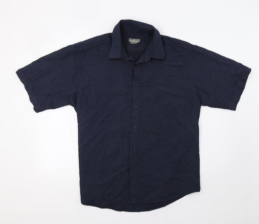 Mens UK Size L Giorgio Blue  Button-Up Short Sleeve Casual Shirt