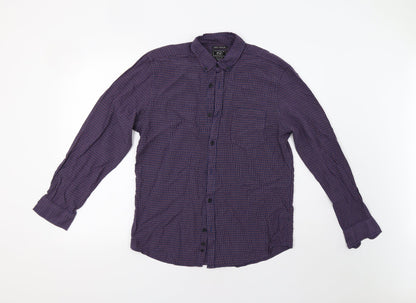 F&F Mens Blue Check   Button-Up Size M