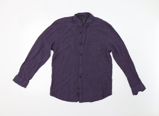 F&F Mens Blue Check   Button-Up Size M