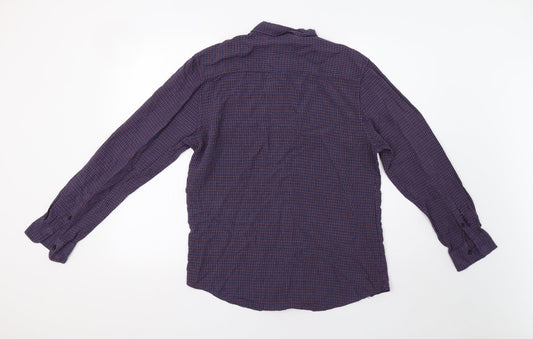 F&F Mens Blue Check   Button-Up Size M