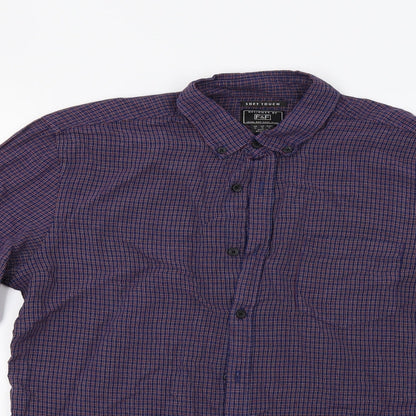 F&F Mens Blue Check   Button-Up Size M