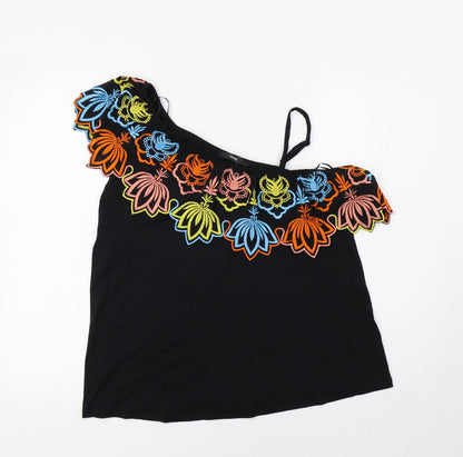 George Womens Black Floral  Basic Blouse Size 12